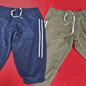 Navy and Olive Jogger Pants with Stripes